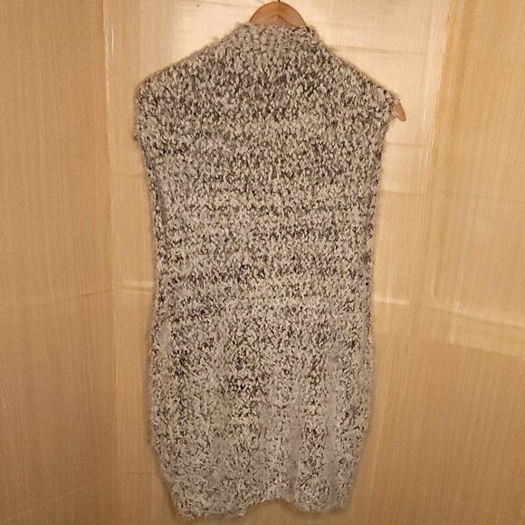 Lush Black White Eyelash Long Soft Sweater Vest Medium - Picture 2 of 5
